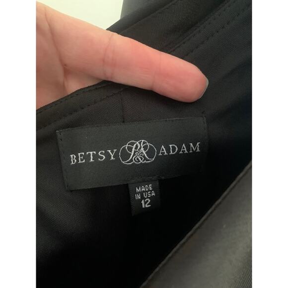 Betsy & Adam-Off Shoulder-Formal Evening Gown-Satin Finish-Black-NWT-Women's 12 - Picture 3 of 10